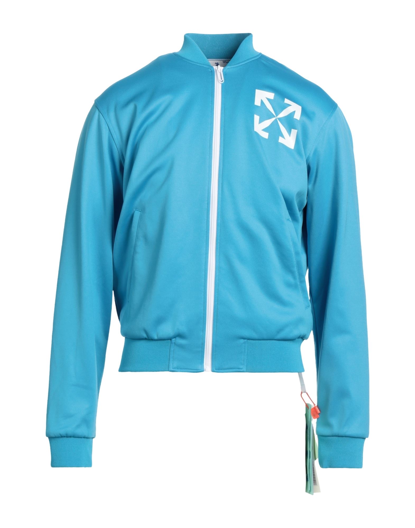 Off-white Man Sweatshirt Azure Size M Polyamide, Cotton, Elastane In Blue
