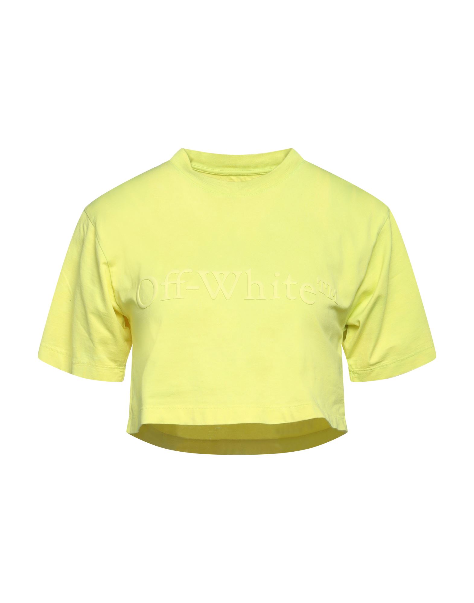 Off-white Woman T-shirt Yellow Size M Cotton, Elastane
