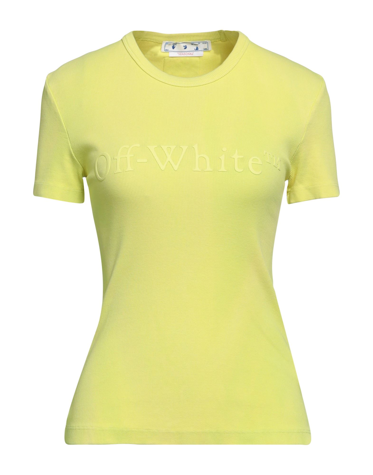 Off-white Woman T-shirt Acid Green Size 2 Cotton, Elastane
