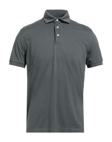 Della Ciana Man Polo Shirt Lead Size 42 Cotton, Linen In Grey