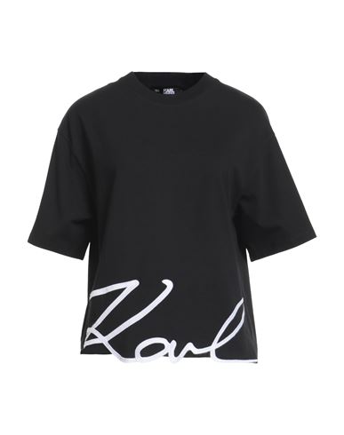 Karl Lagerfeld Karl Signature Hem T-shirt Woman T-shirt Black Size S Organic Cotton