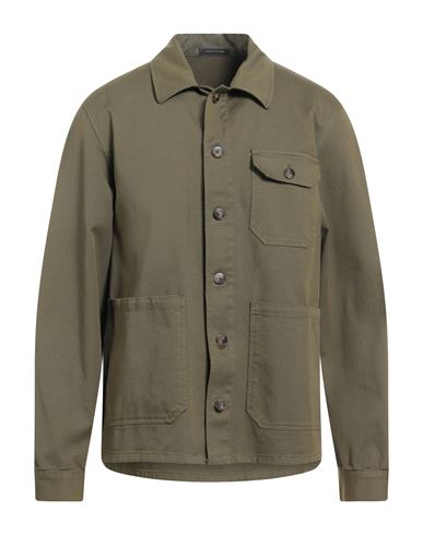 Cruna Man Shirt Military Green Size 38 Linen, Cotton, Elastane