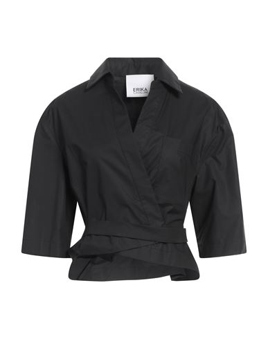 Erika Cavallini Woman Shirt Black Size 6 Cotton, Elastane