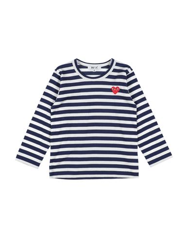 Shop Comme Des Garçons Play Toddler Boy T-shirt Blue Size 6 Cotton