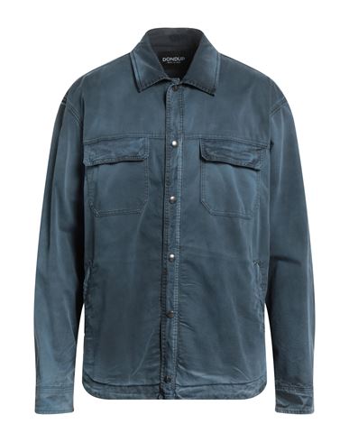 Dondup Man Shirt Slate Blue Size 38 Cotton, Elastane