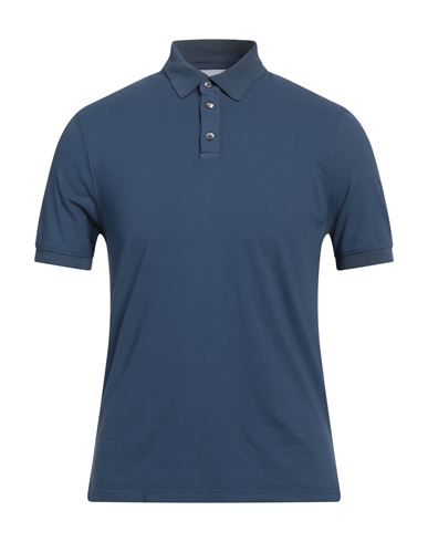 Alpha Studio Man Polo Shirt Slate Blue Size 38 Cotton, Elastane