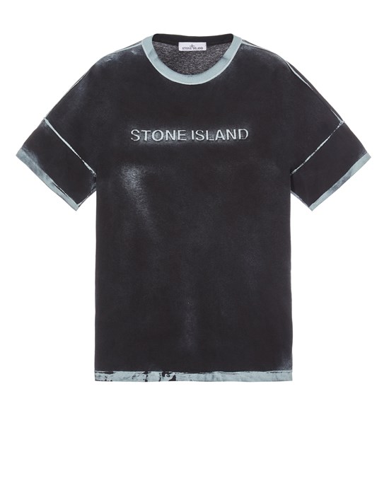  STONE ISLAND 210T4 HAND SPRAYED ORGANIC COTTON  T-Shirt Herr Himmelblau