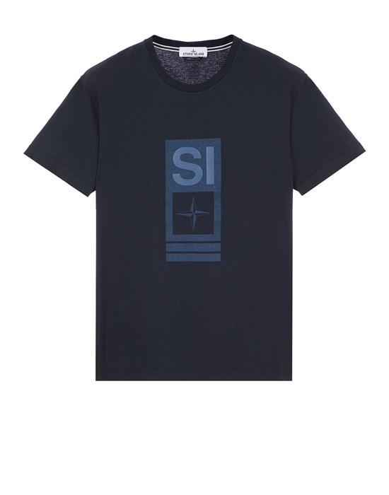  STONE ISLAND 2NS92 'ABBREVIATION ONE' PRINT 반소매 티셔츠 남성 블루