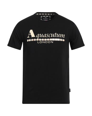 Aquascutum Man T-shirt Black Size S Cotton, Elastane
