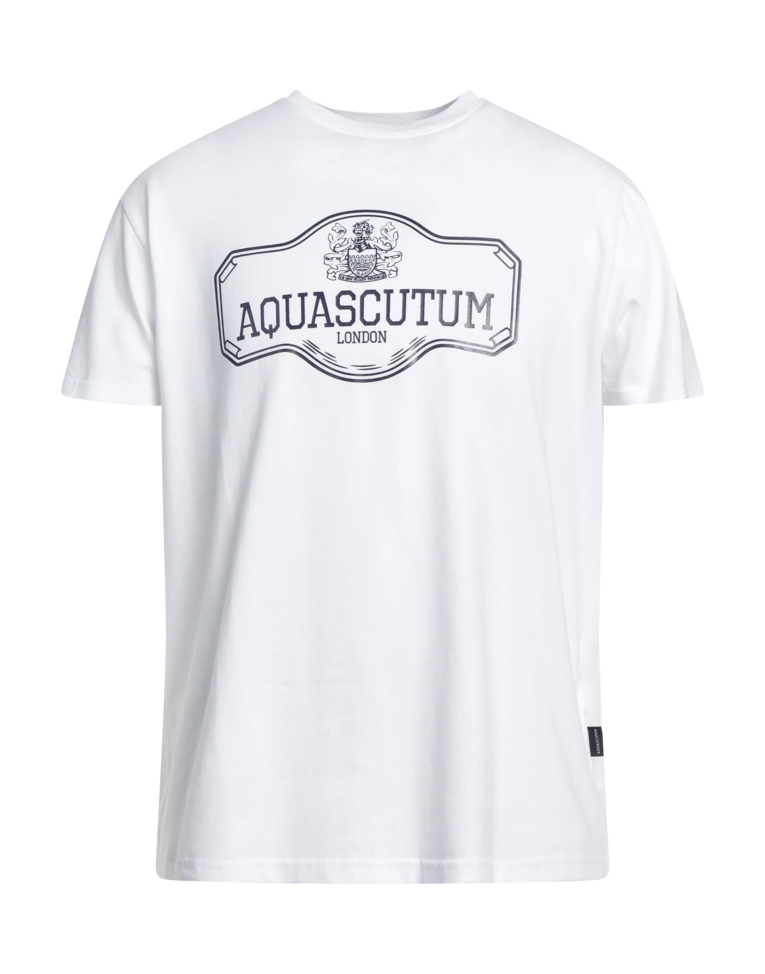 Shop Aquascutum Man T-shirt White Size M Cotton, Elastane
