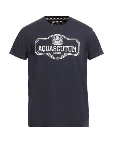 Aquascutum Man T-shirt Navy Blue Size M Cotton, Elastane
