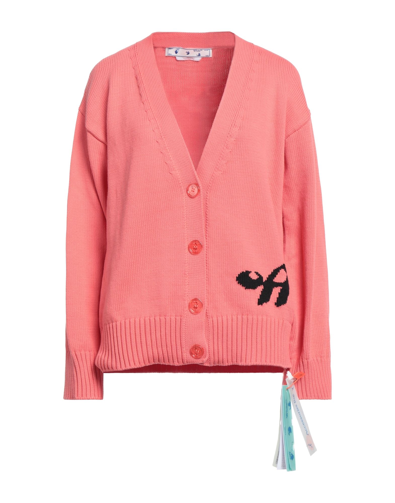 Off-white Logo-intarsia Cotton-blend Cardigan In Red