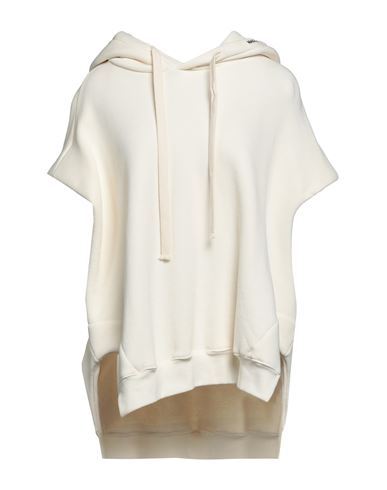 Halfboy Woman Sweatshirt Cream Size L Cotton, Polyamide, Cashmere, Elastane In White
