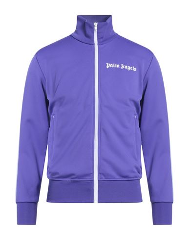 Palm Angels Man Sweatshirt Purple Size S Polyester, Elastane In Blue