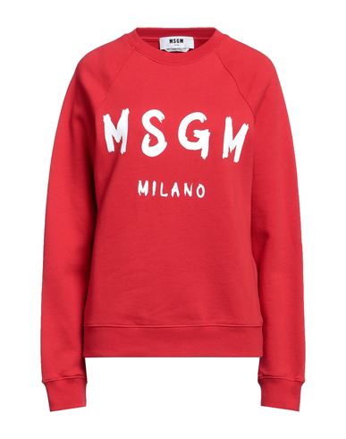 Msgm Woman Sweatshirt Red Size S Cotton