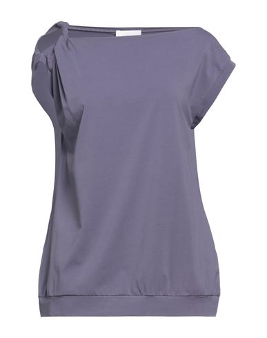 Alpha Studio Woman T-shirt Purple Size 4 Cotton, Elastane