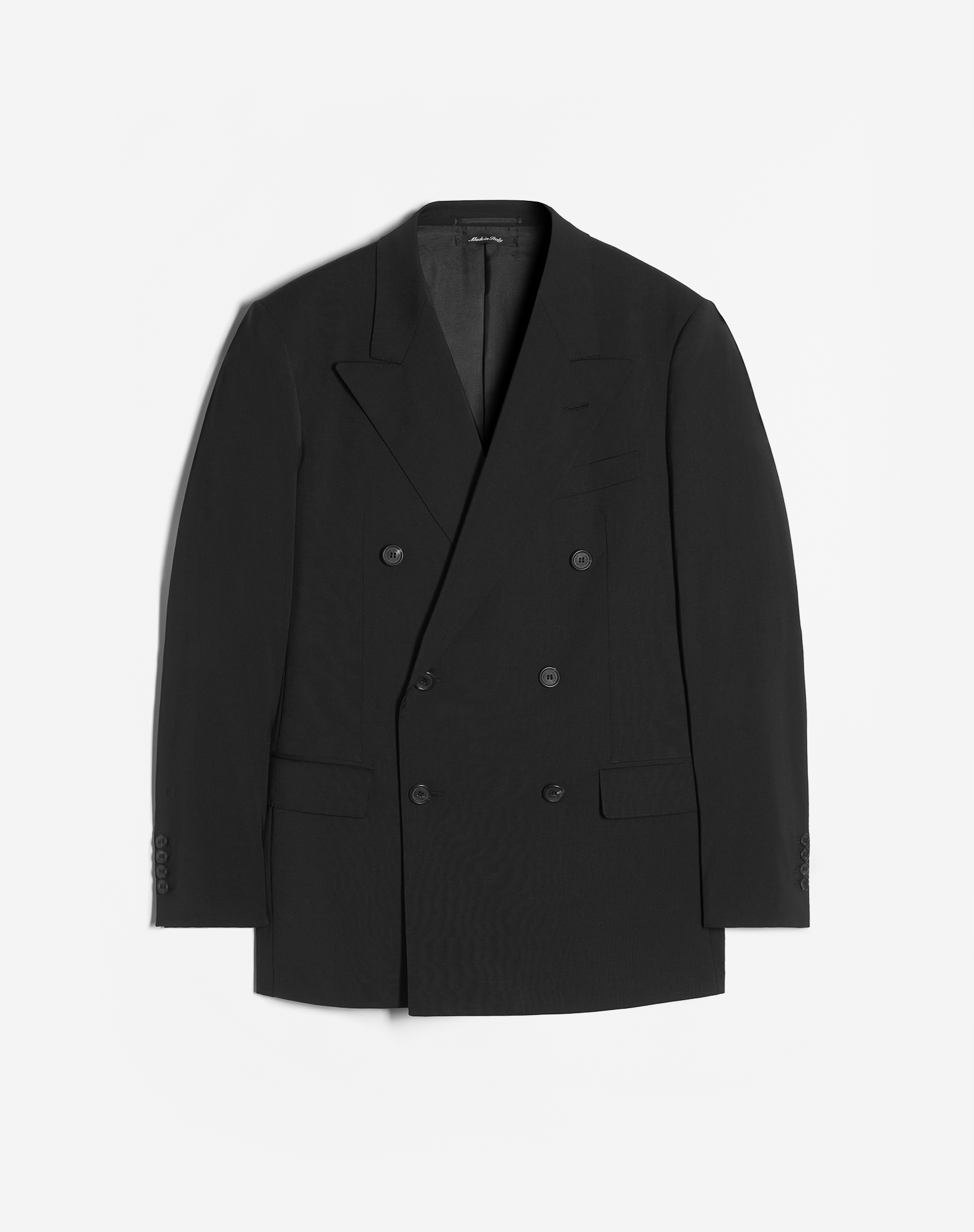 Dunhill Stretch Wool Double Breasted Jacket In Black