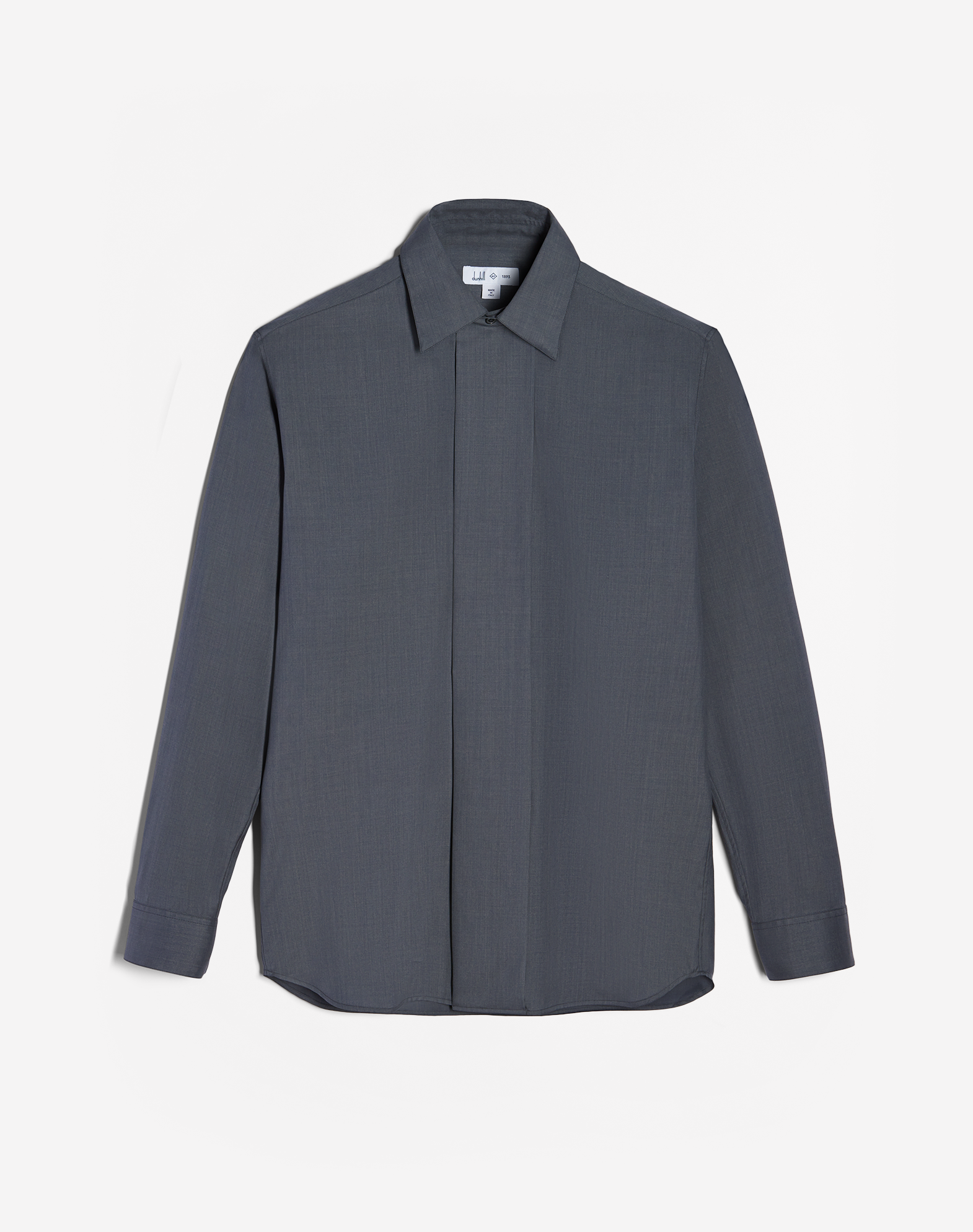 Dunhill Technical Wool Silk Placket Shirt In Grey