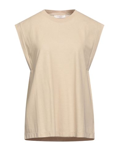 Slowear Woman T-shirt Beige Size 8 Cotton