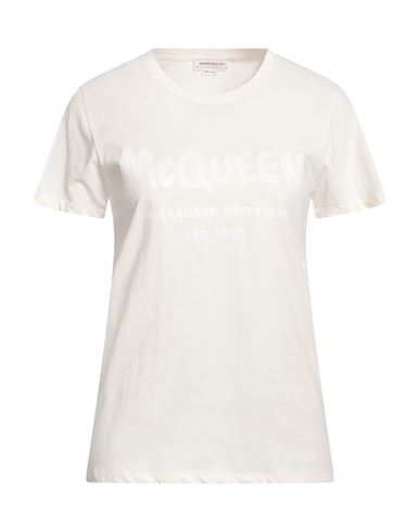 Alexander Mcqueen Woman T-shirt Cream Size 2 Cotton In White