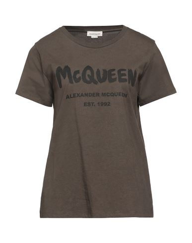 Alexander Mcqueen Woman T-shirt Military Green Size 6 Cotton