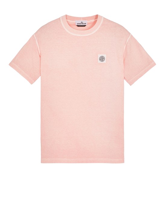  STONE ISLAND 23757 ORGANIC COTTON_ 'FISSATO' EFFECT 반소매 티셔츠 남성 핑크