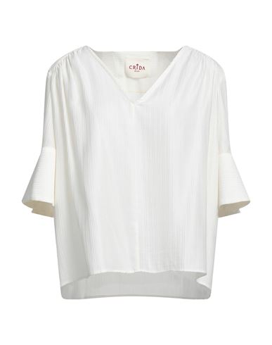 Crida Milano Woman Top White Size 3 Cotton, Silk