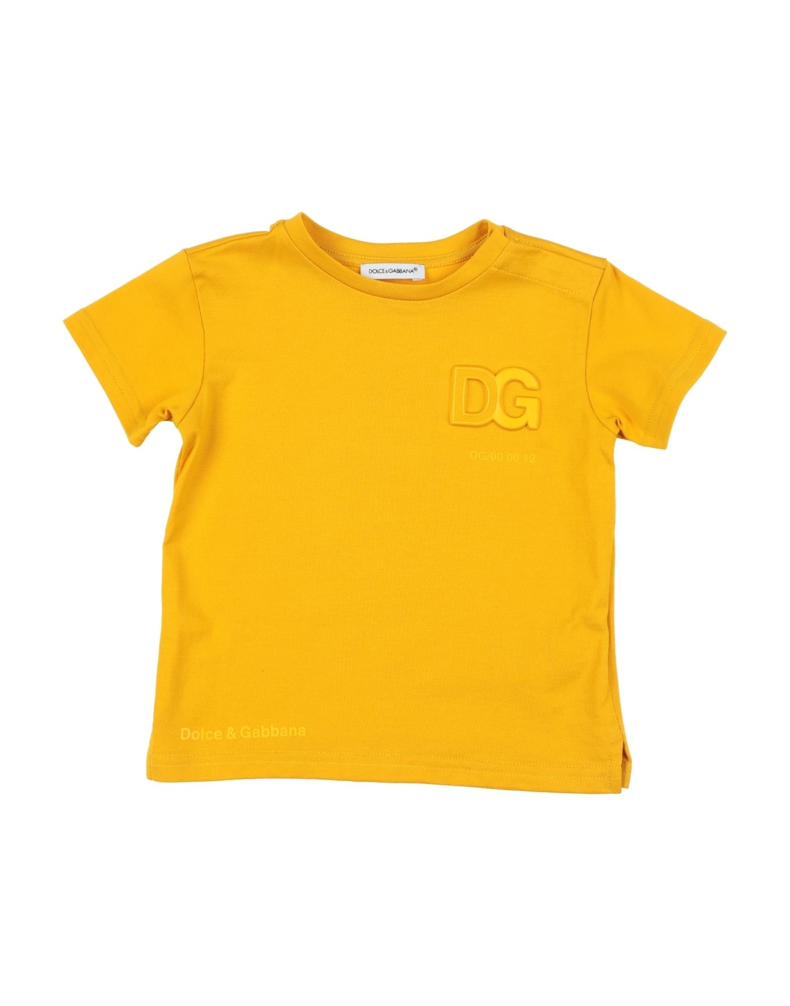 Dolce & Gabbana Kids'  Newborn Boy T-shirt Ocher Size 3 Cotton, Polyurethane In Yellow