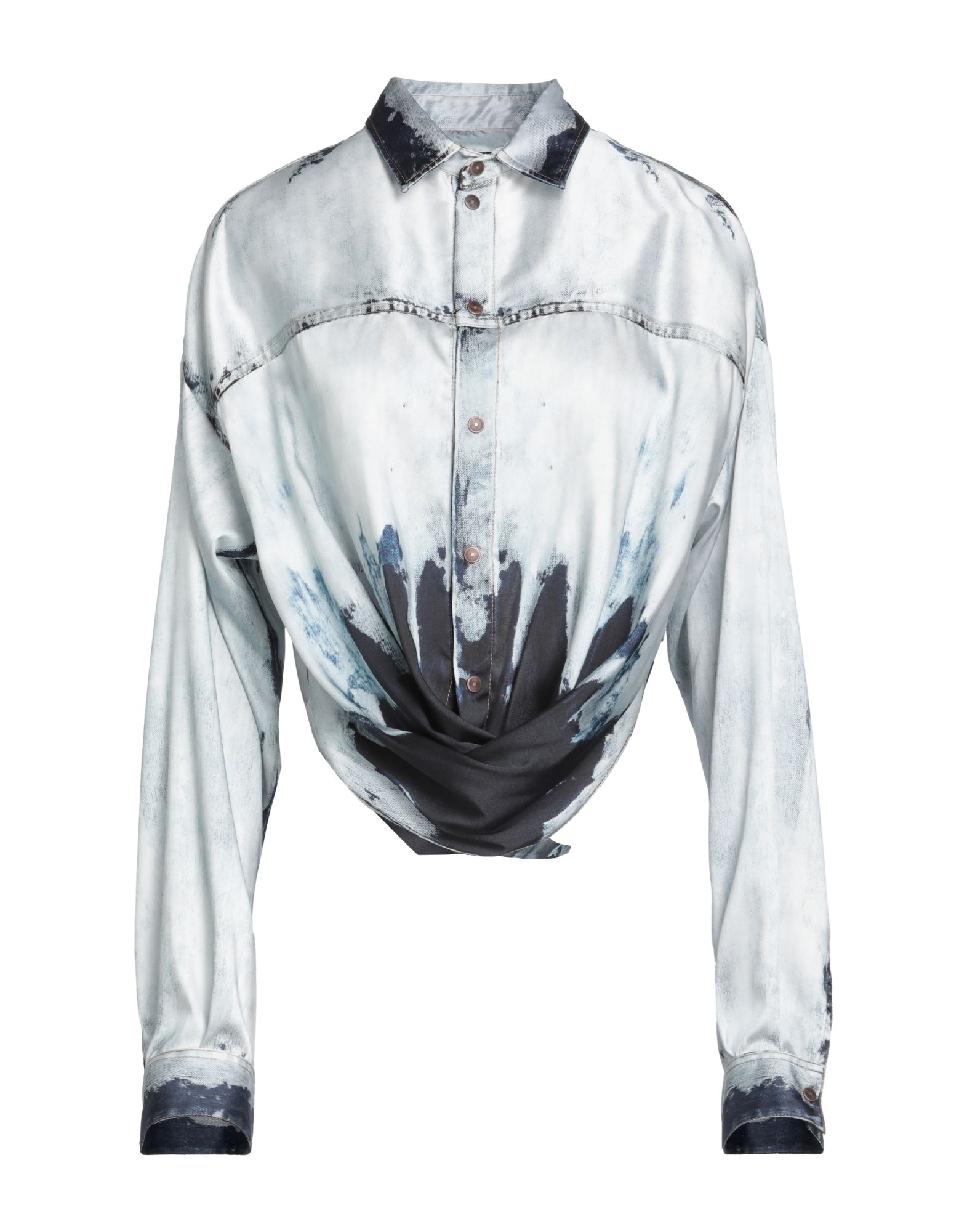 Diesel Woman Shirt With Trompe-loeil Effect In Blue