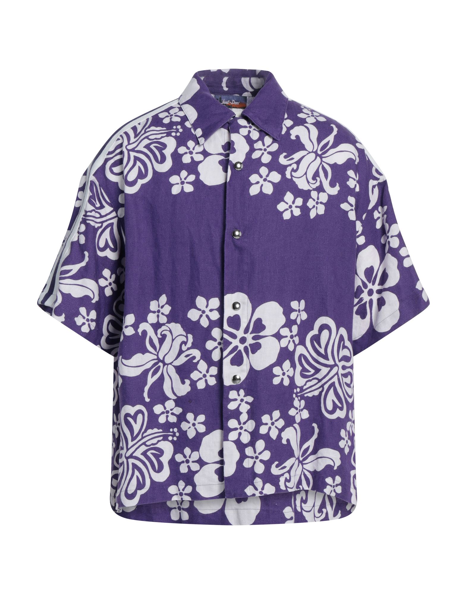 Shop Just Don Man Shirt Purple Size Xl Linen