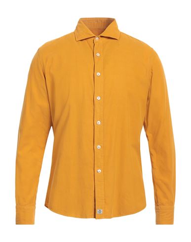 Shop Sonrisa Man Shirt Mustard Size 16 Cotton In Yellow