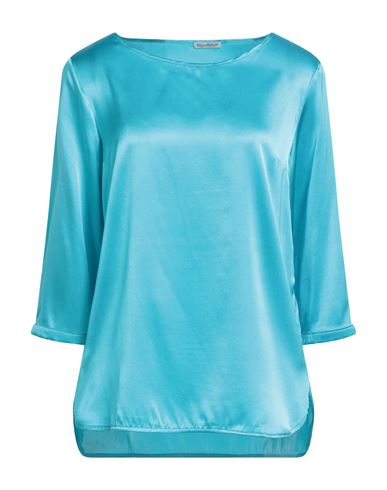 Camicettasnob Woman Top Azure Size 10 Silk, Elastane In Blue
