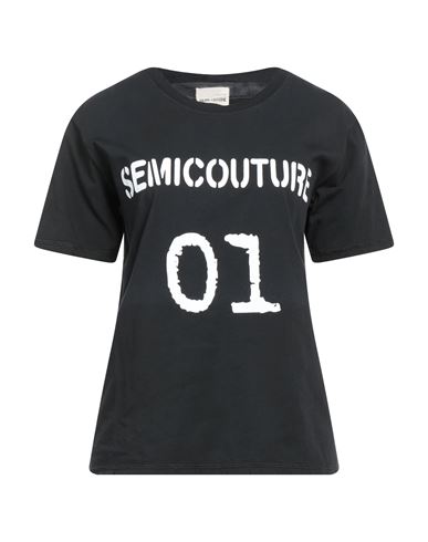 Semicouture Woman T-shirt Black Size Xs Cotton