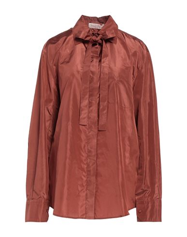 Shop Valentino Garavani Woman Shirt Rust Size 8 Silk In Red