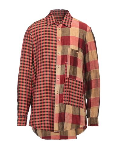 Uma Wang Man Shirt Burgundy Size M Linen, Viscose In Red