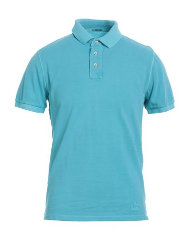 B.d.baggies B. D.baggies Man Polo Shirt Turquoise Size L Cotton In Blue