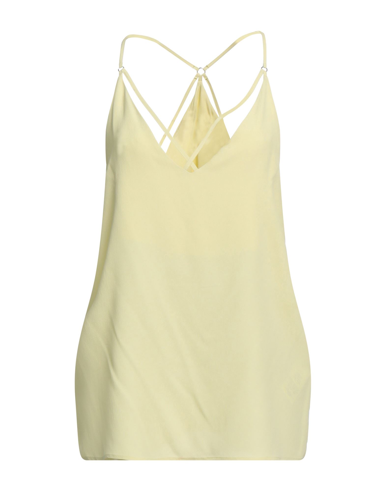 Shop Seventy Sergio Tegon Woman Top Light Yellow Size 6 Acetate, Silk