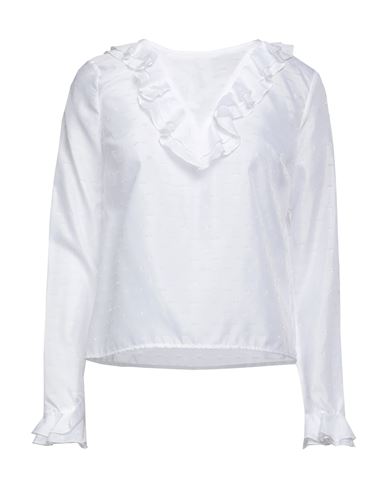 Alessia Santi Woman Top White Size 2 Polyester, Metallic Fiber