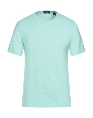 Theory Man T-shirt Light Green Size S Cotton In Blue
