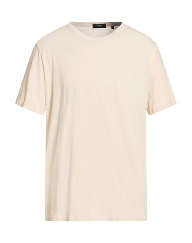 Theory Man T-shirt Cream Size Xs Cotton In Neutral