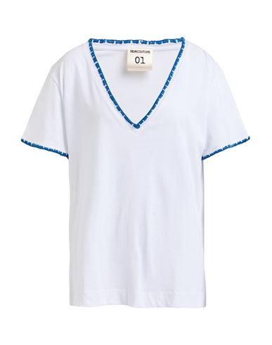 Semicouture Woman T-shirt Azure Size M Cotton In White