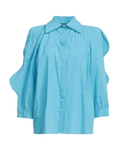Feleppa Woman Shirt Azure Size 6 Cotton In Blue