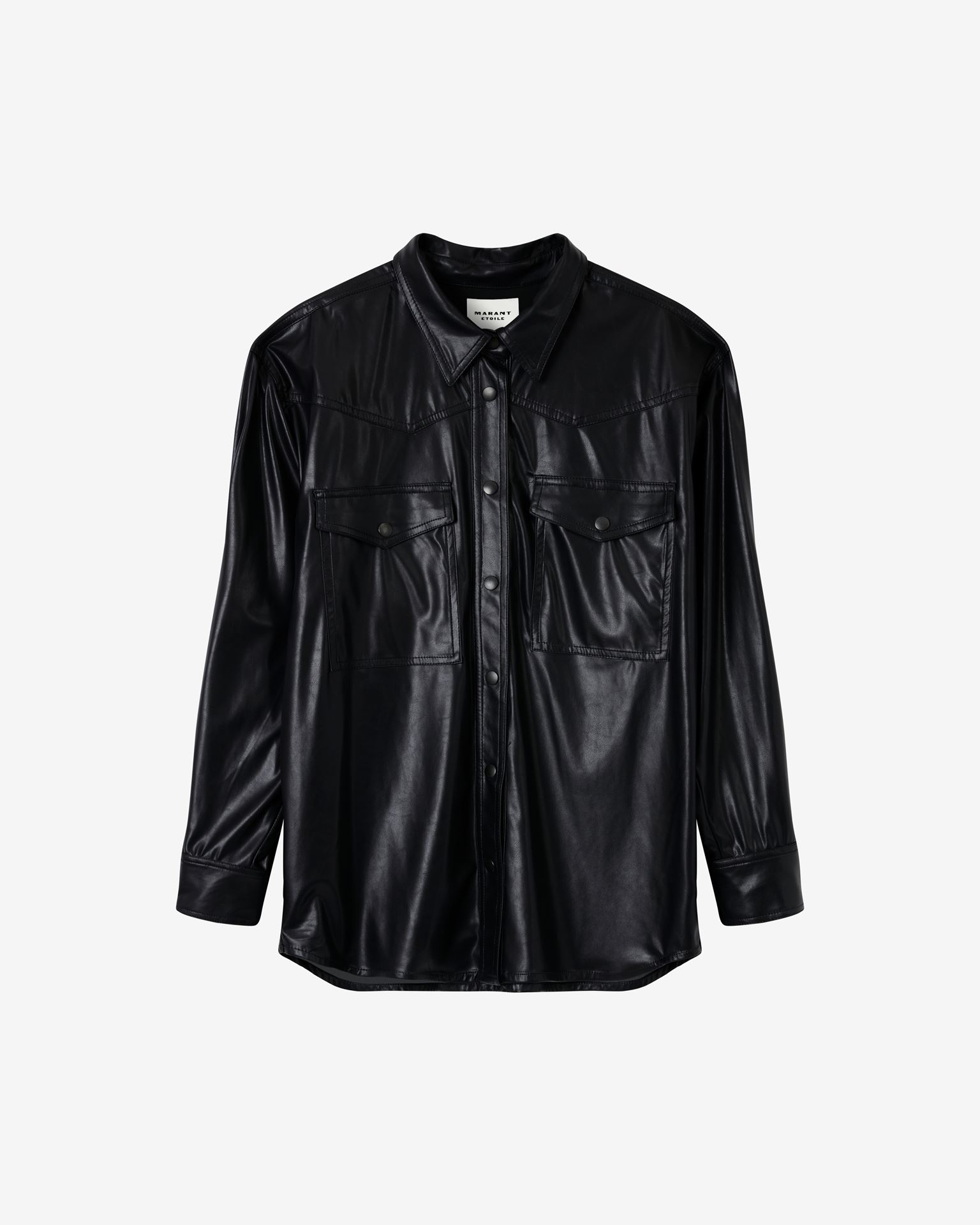 Shop Isabel Marant Étoile Berny Faux Leather Shirt In Black