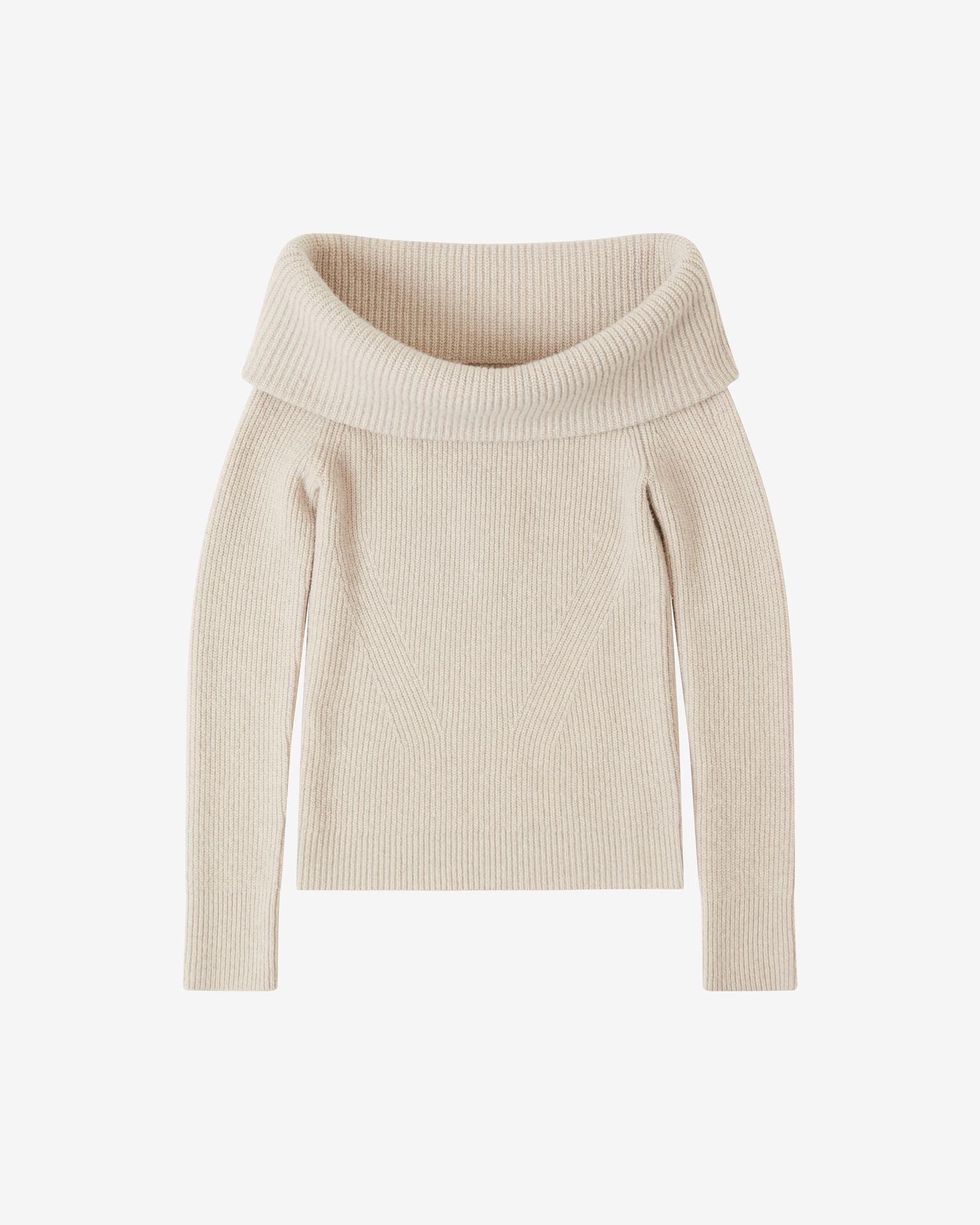 Isabel Marant Baya Off-the-shoulder Cashmere Rib Sweater In Beige