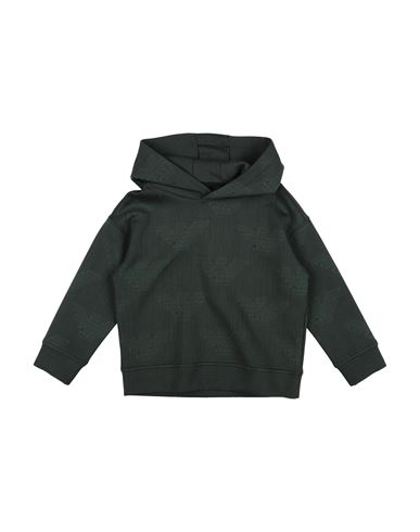 Emporio Armani Babies'  Toddler Boy Sweatshirt Dark Green Size 5 Cotton, Polyester, Elastane