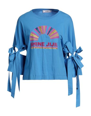 Jijil Woman T-shirt Azure Size 6 Cotton, Polyamide, Elastane In Blue