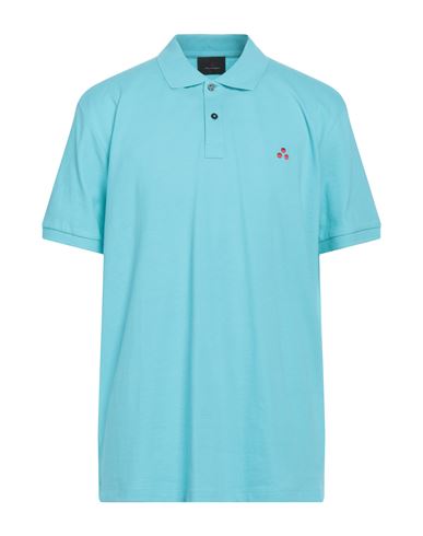 Peuterey Man Polo Shirt Azure Size Xxl Cotton In Blue