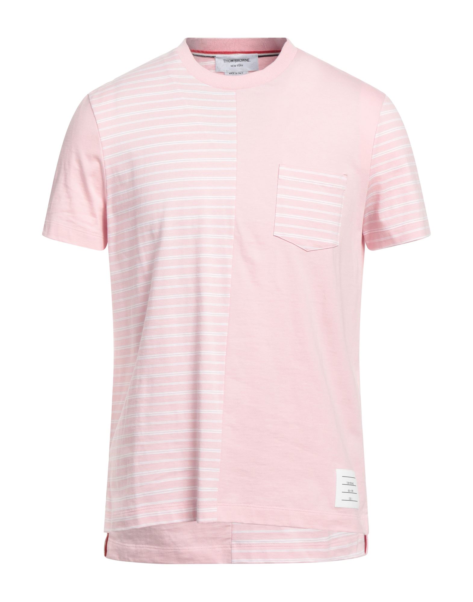 Shop Thom Browne Man T-shirt Pink Size 5 Cotton, Elastane