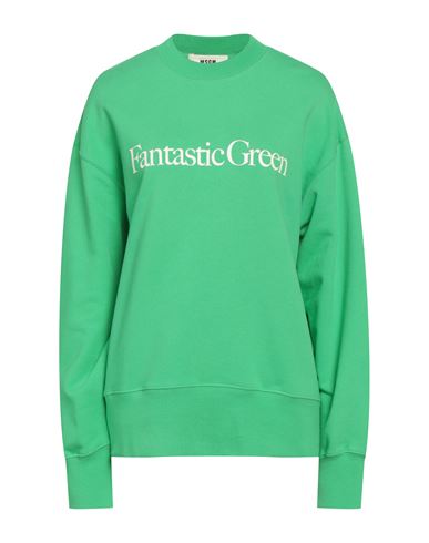 Msgm Woman Sweatshirt Green Size L Organic Cotton