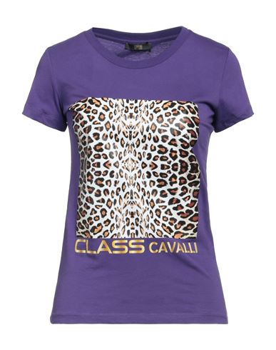 Cavalli Class Woman T-shirt Purple Size M Cotton